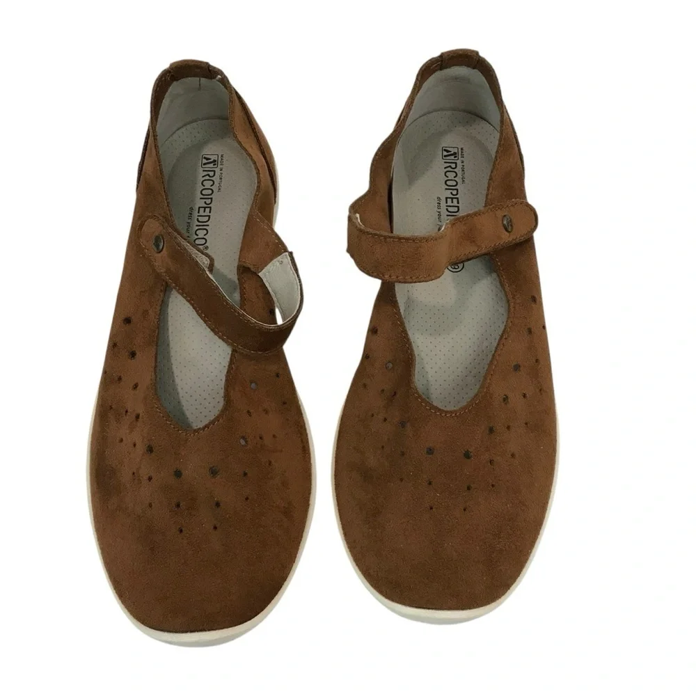 Arcopedico Sisley Gal Brown Suede Mary Jane Flats Size 8 EU 39